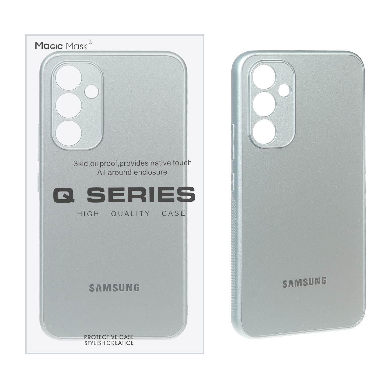 قاب اورجینال PVD ضدخش Magic Mask مدل Samsung Galaxy S23 FE - نقره ای (پک دار)